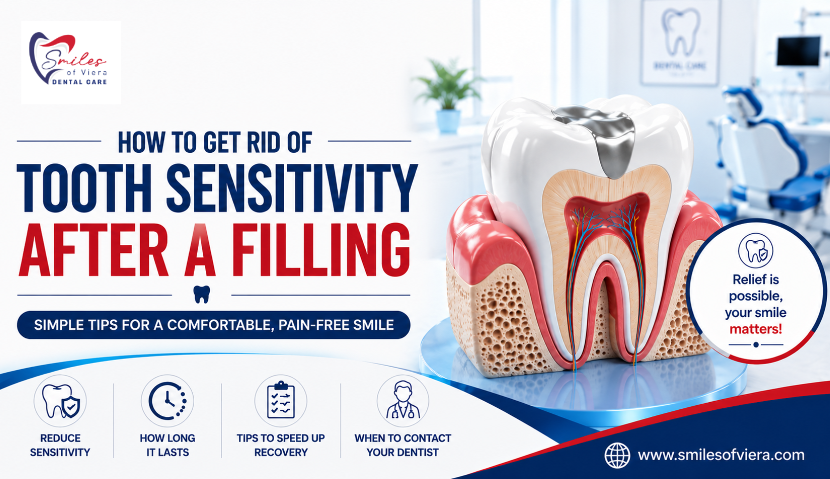 Professional dental explaining how to relieve tooth sensitivity after a dental filling.