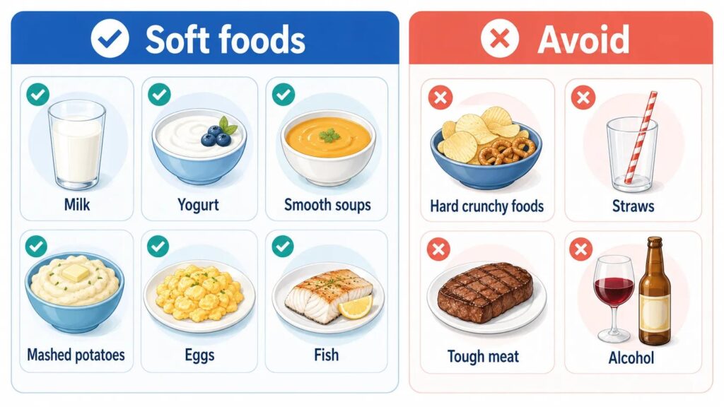soft foods and eating tips after dental surgery